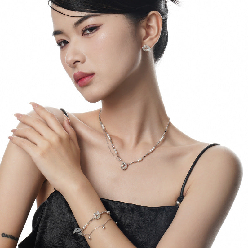 S925 Sterling Silver Peace Buckle Earrings with Inlaid Diamonds and Jade